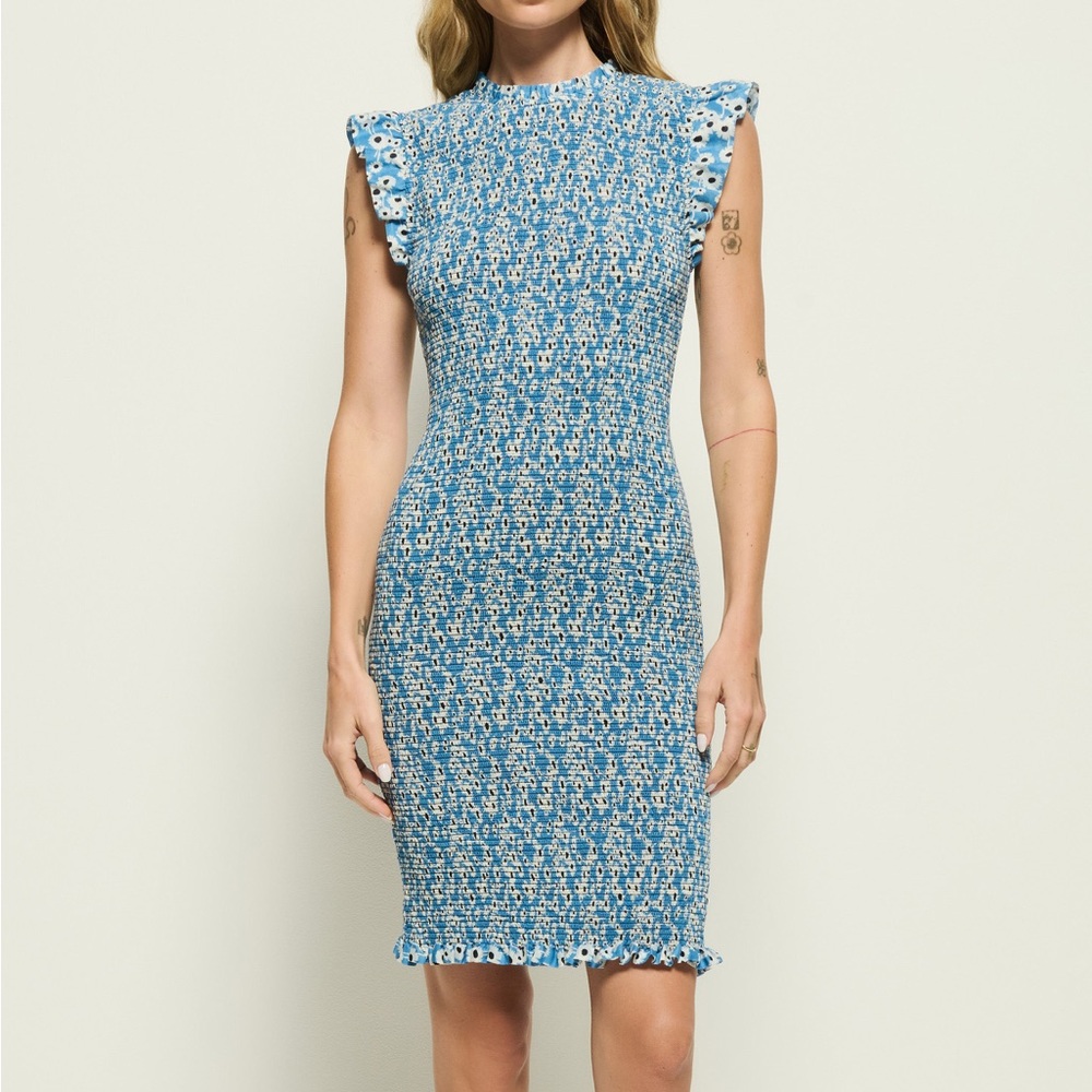 nwt nation marlene mini dress blue